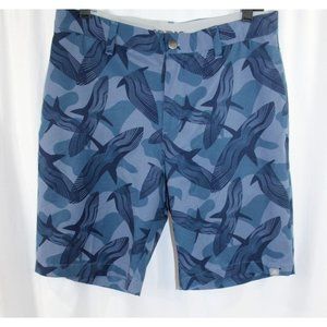 Adidas Mens Blue Birds Print Flat Front Golf Shorts 30